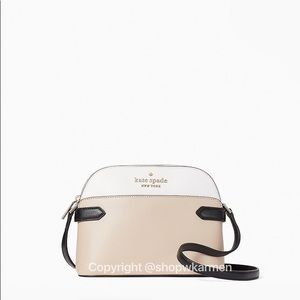 ♠️Kate Spade Staci Saffiano Color Block Dome Crossbody Bag Warm Beige Multi NWT